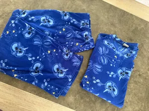 Mayfair Group Micro fleece Plush V-Neck Floral Pajama Set - Royal Blue thumbnail 5