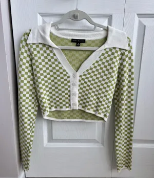 Checkered Women’s sweater Green thumbnail 1