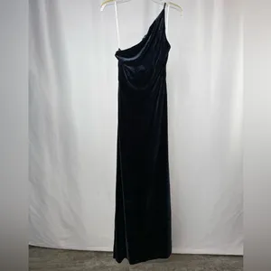 Lulus Elegant Era Velvet‎ One-Shoulder Maxi Dress in Dark Slate Blue Size Medium thumbnail 5
