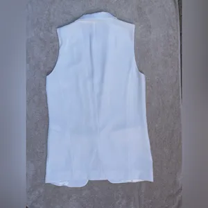 NWT Zara White Sleeveless Blazer Vest Wedding Summer Tuxedo Smoking Classic S thumbnail 3