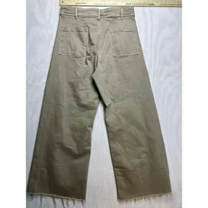 ZARA Wide Leg Cropped‎ High Rise Tan Khaki Pants Women US 14 EUR 46 thumbnail 7