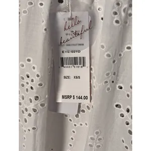 PilyQ Anne Eyelet Dress XS/S White Tiered Maxi Boho Coastal Unlined Coverup thumbnail 5