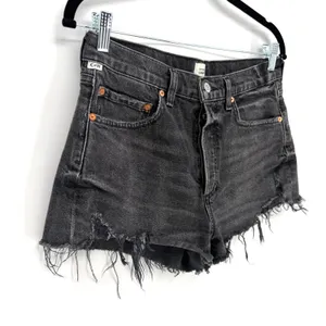 Citizens of Humanity Annabelle Shorts 28 Black Distressed High Rise Denim Cutoff thumbnail 2