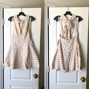 Free People Do The Twist Gingham Halter Mini Dress Tea Size‎ 2 NWT thumbnail 3