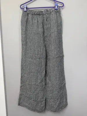 Reformation Gingham Wide Leg Pants Black White Size Medium Made in USA thumbnail 4