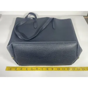 ULTA Beauty Navy Blue Faux Leather & Suede Tote Bag Shoulder Purse Magnetic Snap thumbnail 8