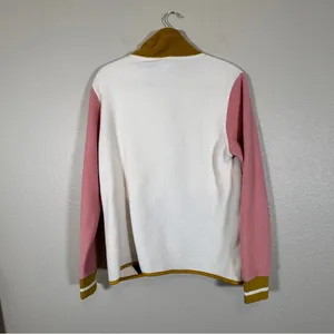 Kari Traa White Pink Fleece Colorblock Full Zip Sweater Womens M Fall Casual thumbnail 3