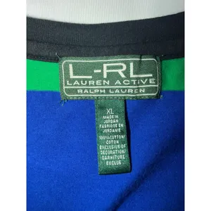Ralph‎ Lauren Active Color Block Stripe Long Sleeve Cotton Shirt Black Size XL thumbnail 3