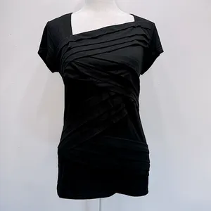 White House Black Market Black Top Crisscross Layered Asymmetric Neckline Size S thumbnail 5