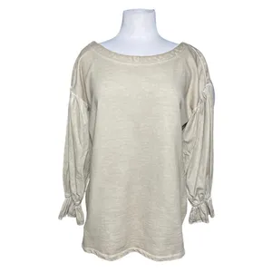 ANTHROPOLOGIE PILCRO Women’s Mixed Media Tan Pullover Puff Sleeve Top thumbnail 5
