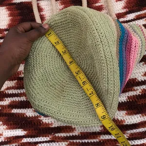 Y2K colorful striped straw crotchet basket fairy shoulder beachy hand bag purse hippie indie boho multicolored thumbnail 5
