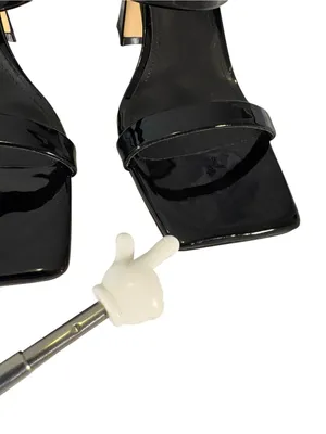 Marc Fisher Zasha Women 9.5 Black Square Toe Heeled Mules Y2K Strappy Sandals thumbnail 11