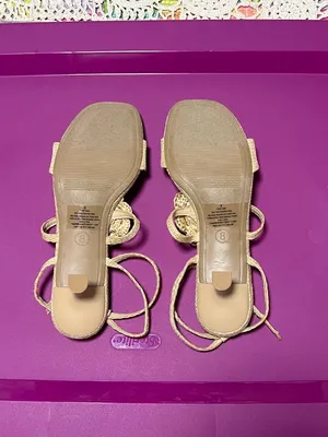 Brand new A New Day Esme Floral Crochet Coquette Kitten Heels in Tan Size 8 thumbnail 3