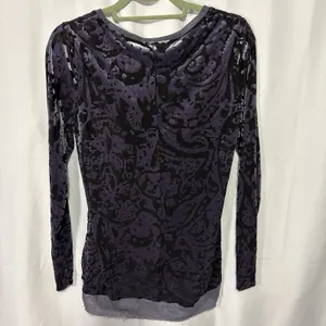 Simply Vera Wang Womens Whimsigoth Velvet Burnout Top Size M Purple Fairy Grunge thumbnail 8
