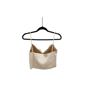 Oh Polly Bria Lace Panel Ivory Cream Feminine Delicate Crop Tank Top Size 4 thumbnail 2