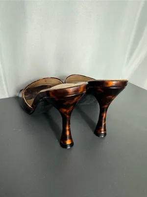 SHEIN Tortoiseshell Brown Square-Toe Slide Heels size 6 thumbnail 5