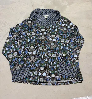 Vera Bradley enchanted woodland Floral Print Button-Up pajama shirt small thumbnail 1