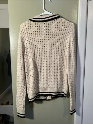Heartloom Womens Sz Large Posey Cardi Cardigan Sweater Beige Black Marble Button thumbnail 10