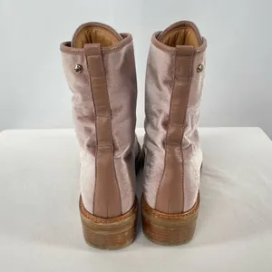 Stuart Weitzman Metermaid‎ Velvet Combat Boots in Candy Pink Size 7.5 thumbnail 8
