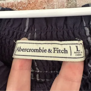 Abercrombie Fitch Plaid Off Shoulder Mini Dress Navy White Women’s Large thumbnail 6