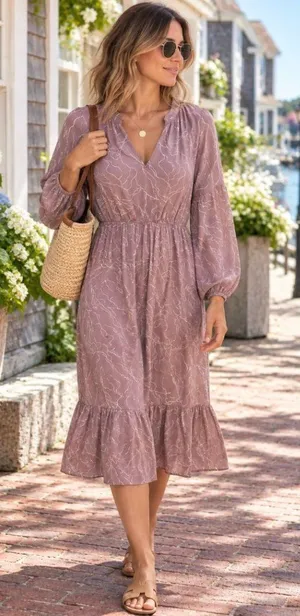 NWT World Market Pink Geometric Line Printed Dress Romantic Boho Size S/M thumbnail 1