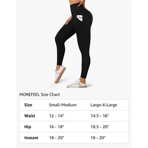 MOREFEEL‎ Small/Medium Black High Waist Tummy Control Yoga Pants Pockets Active thumbnail 4