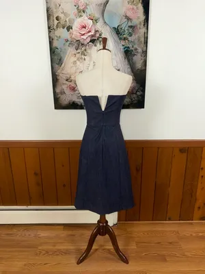 Fabulous New Vintage 90s Ann Taylor Chambray Denim Strapless Dress thumbnail 6