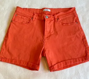 Kensie Orange Coral Cuffed Shorts thumbnail 1