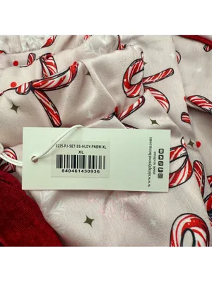 Simply Southern Candycane Bow Christmas Pajama Set Pink Satin XL Holiday PJs NWT thumbnail 15