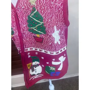 Bobbie Brooks Red Christmas Sweater Vest Snowman Tree Embroidered Vintage 90s M thumbnail 3