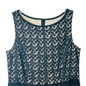 LOFT Sheath Dress Womens 8 Black Cream Floral‎ Lace Bodice Sleeveless Business thumbnail 5