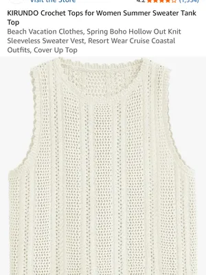 Amazon Crochet Knit Sleeveless Sweater Tank - white thumbnail 2