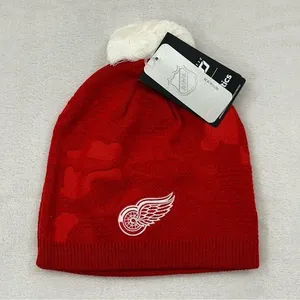 Detroit Red Wings NHL Fanatics Red Authentic Pro Team Locker Room Pom Beanie thumbnail 1