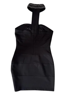 Nikibiki Black Strapless Bodycon Dress with Beaded Neck Accent thumbnail 2