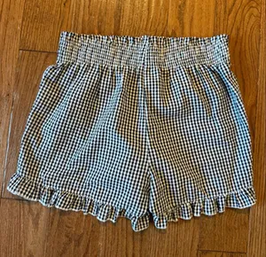 Rachel Zoe gingham ruffled trim smocked short M thumbnail 6