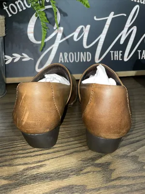 Born Kinney Brown Leather Slip-On Heeled Loafer Booties Size 9 thumbnail 5