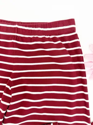 Lake Pajamas Pima Cotton Wide Leg Pajama Lounge Pants Stripe Bordeaux Maroon thumbnail 5