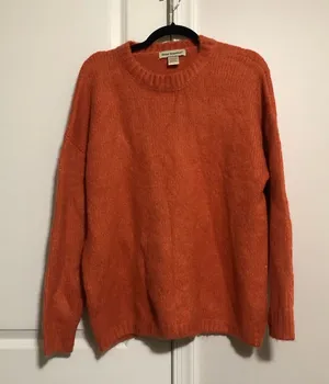 NEW Cotton Emporium Orange Cozy Knit Pullover Sweater Size Large thumbnail 1