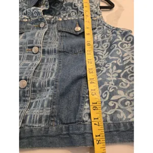 Carole Little Vintage Sport Denim Vest Size M Blue Patterned Button Up Womens thumbnail 6