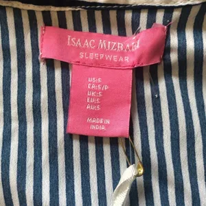 Isaac Mizrahi Navy Pinstripe 2Pc Pajama Set Sz Small Shorts Button Down SS Top thumbnail 5