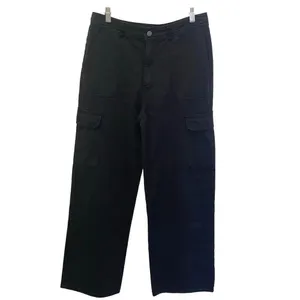 Apricot Lane Double Zero Womens High Rise Wide Leg Cargo Pants Black Medium NWOT thumbnail 3