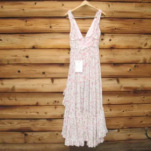 MAC DUGGAL White Multicolor Floral Print Sleeveless Ruffled High-Low Gown thumbnail 11