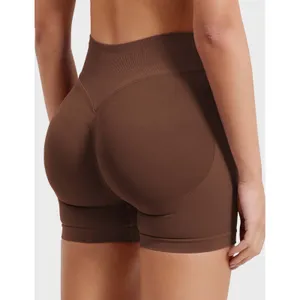 Yeoreo Seamless High Waisted Scrunch Butt Athletic Shorts Brown Medium thumbnail 2