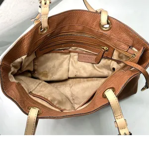 brown pebbled leather Michael Kors Bedford tote bag purse laptop shoulder gold thumbnail 4