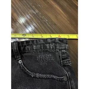 Free People Distressed Black Mini Skirt Size 10 Denim thumbnail 8