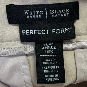 White House Black Market Perfect Form Cream Straight Slim Ankle Trousers Pants 0 thumbnail 4