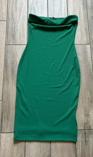Strapless Emerald Green Midi Dress thumbnail 1