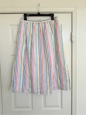 J. Crew Stripe Colorful Midi Skirt Size M thumbnail 8