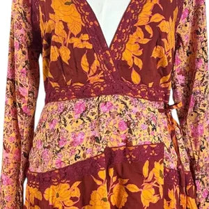 Free People Bohemian Retro 70s Gypsy Floral Tilda Maxi Dress Size Medium thumbnail 6