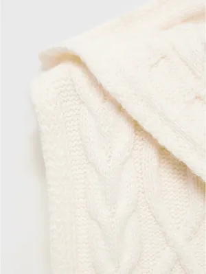 Mango Cable-Knit Gilet with Hood NWT Ecru Small thumbnail 7